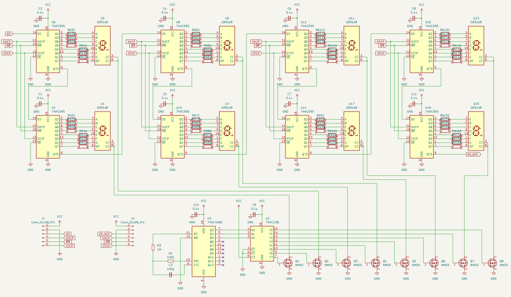 8桁のGL91ARを制御する基板の回路図
